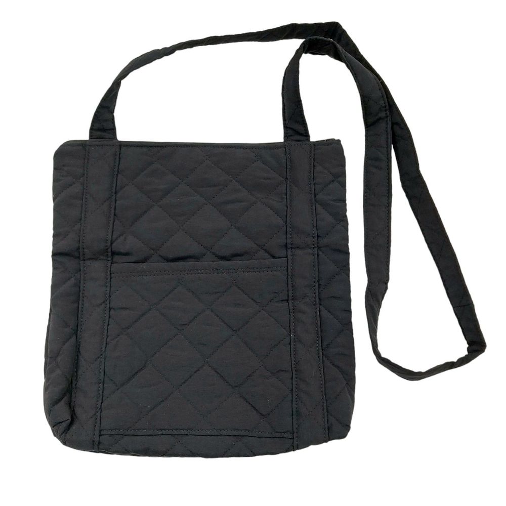 Melenart Womens Crossbody Quilted Bag One Size Black Zip Up Lined Lightweight